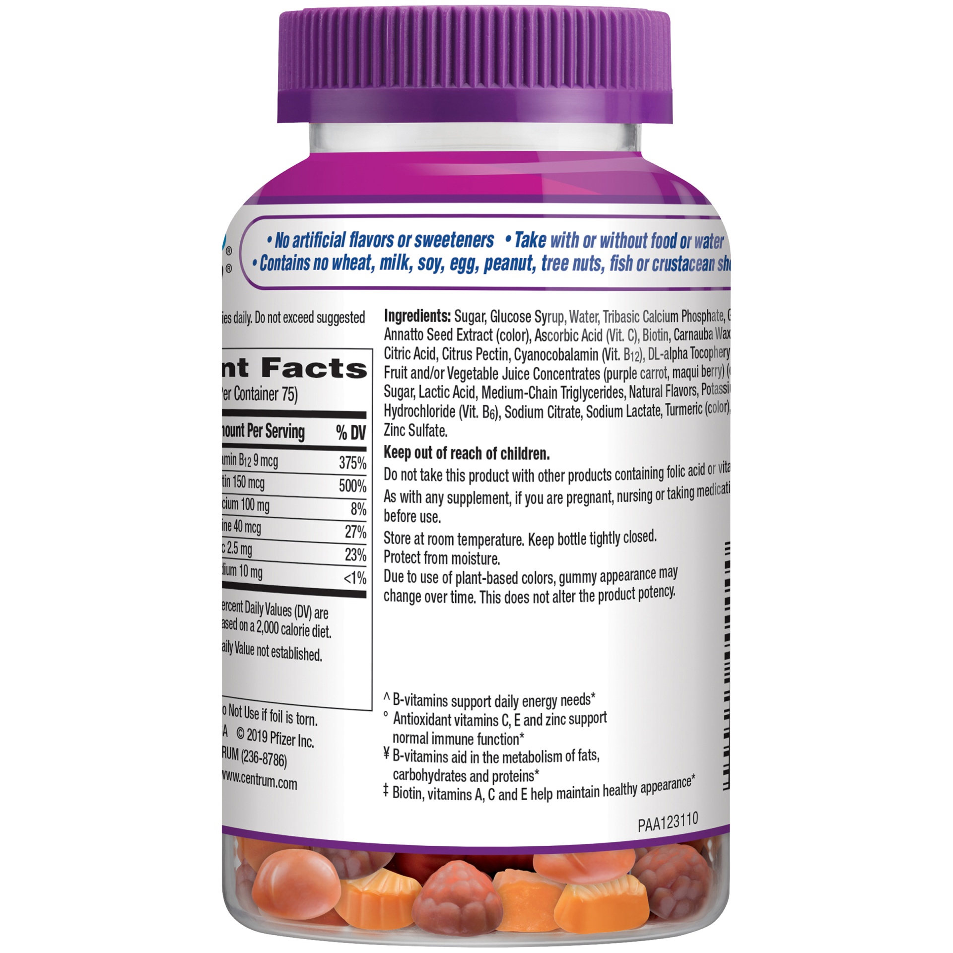 slide 2 of 3, Centrum Women's 50+ Multivitamin Gummies - Berry, Cherry & Orange, 90 ct