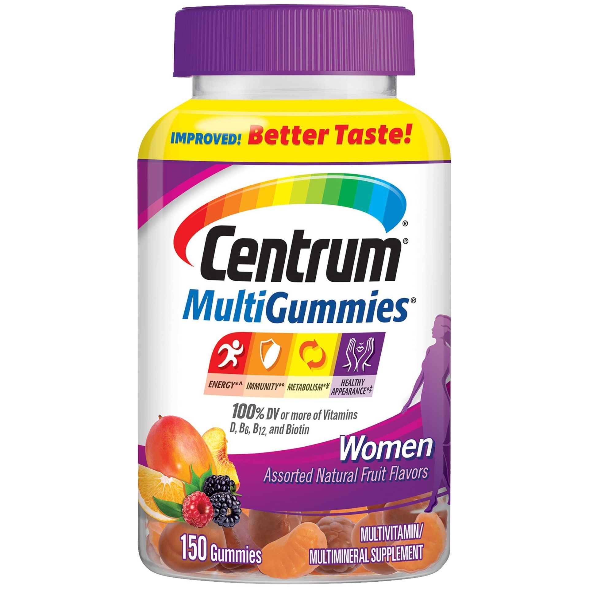 slide 1 of 3, Centrum Women's 50+ Multivitamin Gummies - Berry, Cherry & Orange, 90 ct