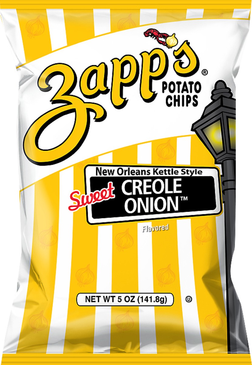 slide 2 of 11, Zapp's New Orleans Kettle Style Sweet Creole Onion Flavored Potato Chips 5 oz, 5 oz