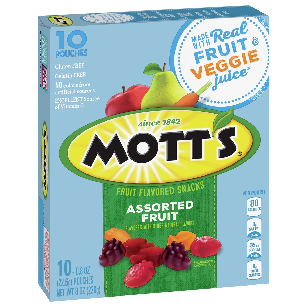 slide 10 of 14, Mott's Fruit Flavored Snacks, Assorted Fruit, Gluten Fee Snack, 10 Pouches, 8 oz, 10 ct