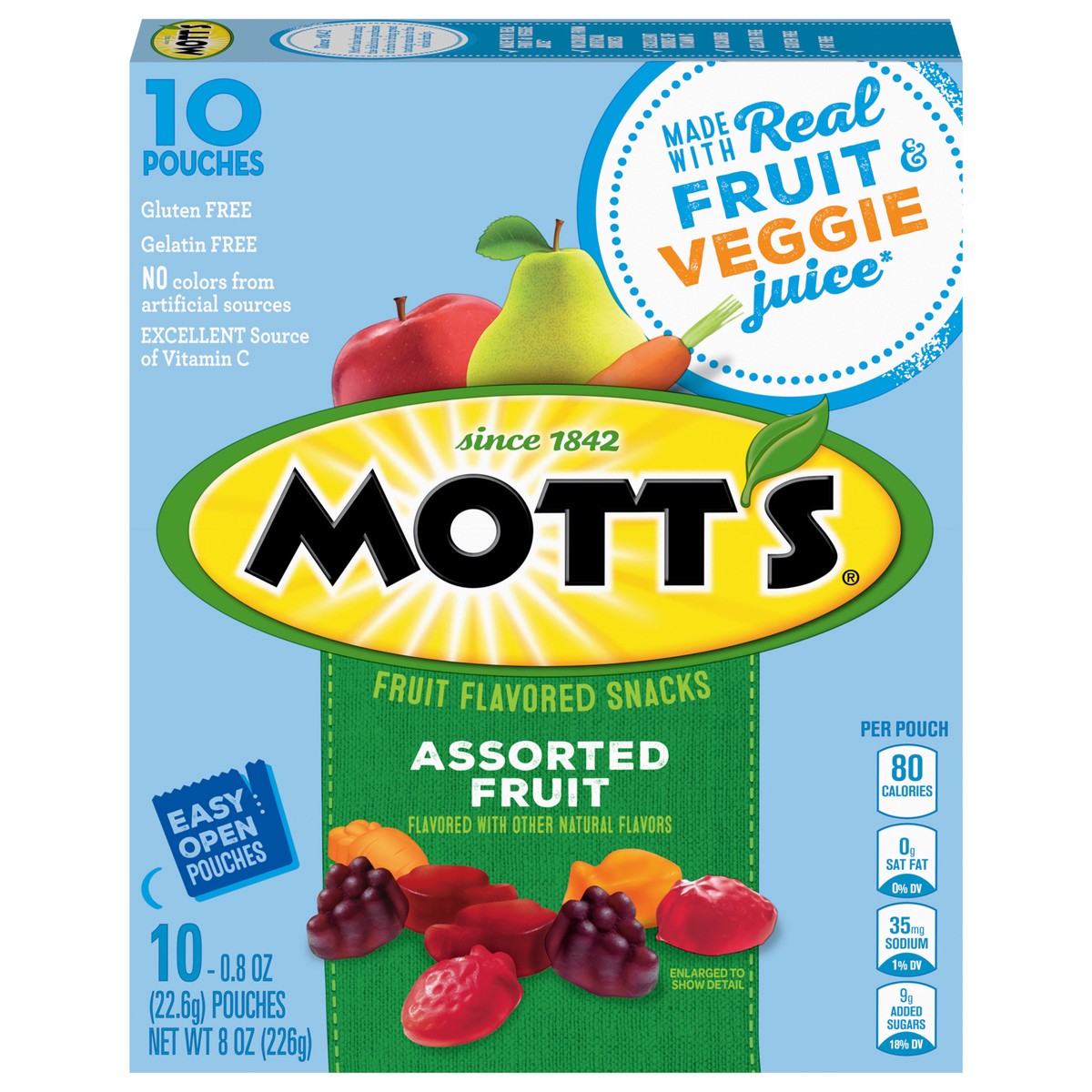 slide 1 of 14, Mott's Fruit Flavored Snacks, Assorted Fruit, Gluten Free Snack, 10 Ct, 8 oz, 10 ct