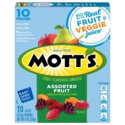 Mott's Fruit Flavored Snacks, Assorted Fruit, Gluten Free Snack, 10 Ct, 8 oz