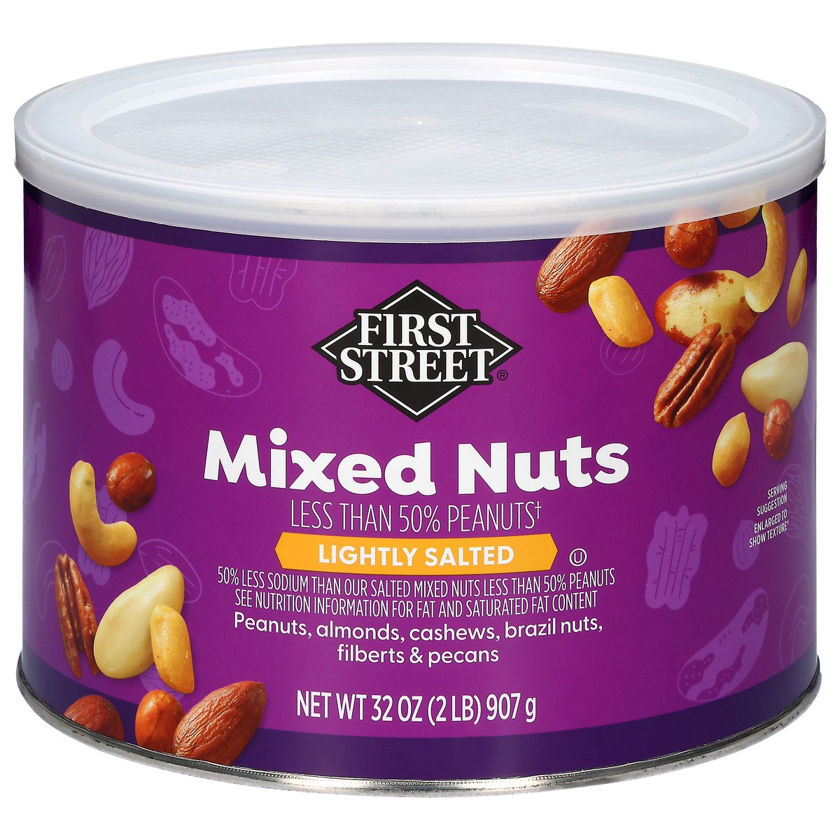 slide 1 of 6, First Street Low Salt Mixed Nuts, 32 oz