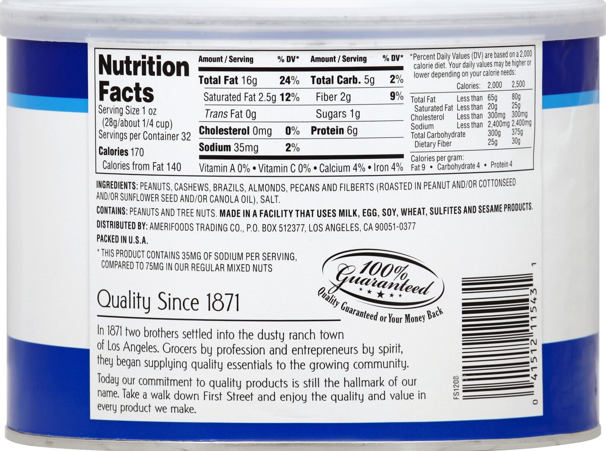 slide 2 of 6, First Street Low Salt Mixed Nuts, 32 oz