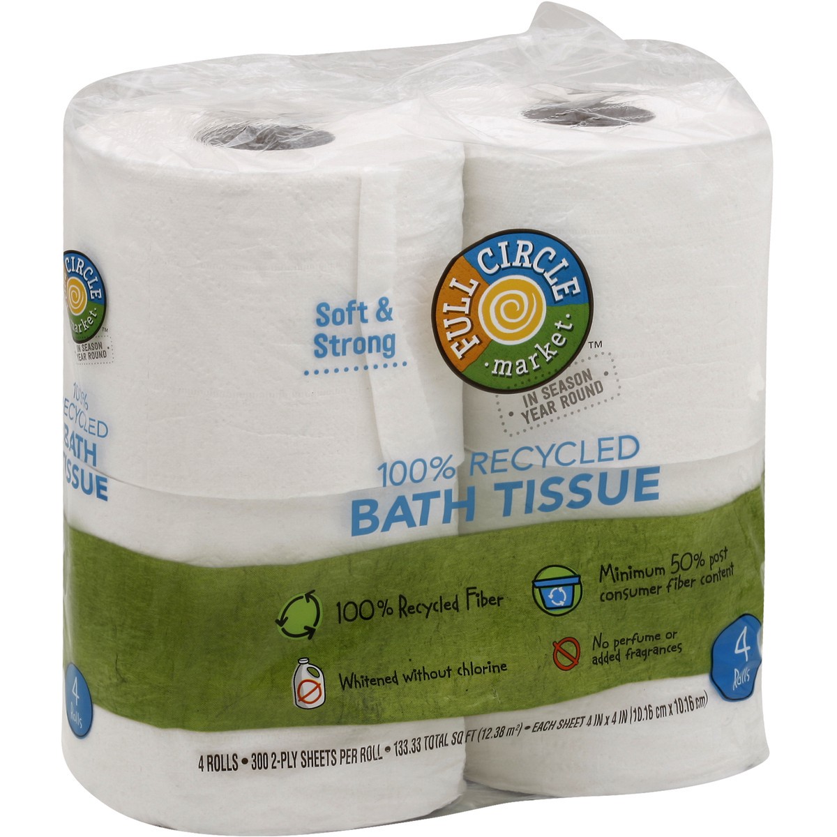 slide 4 of 8, Full Circle Market 2-Ply Bath Tissue, 4 ct