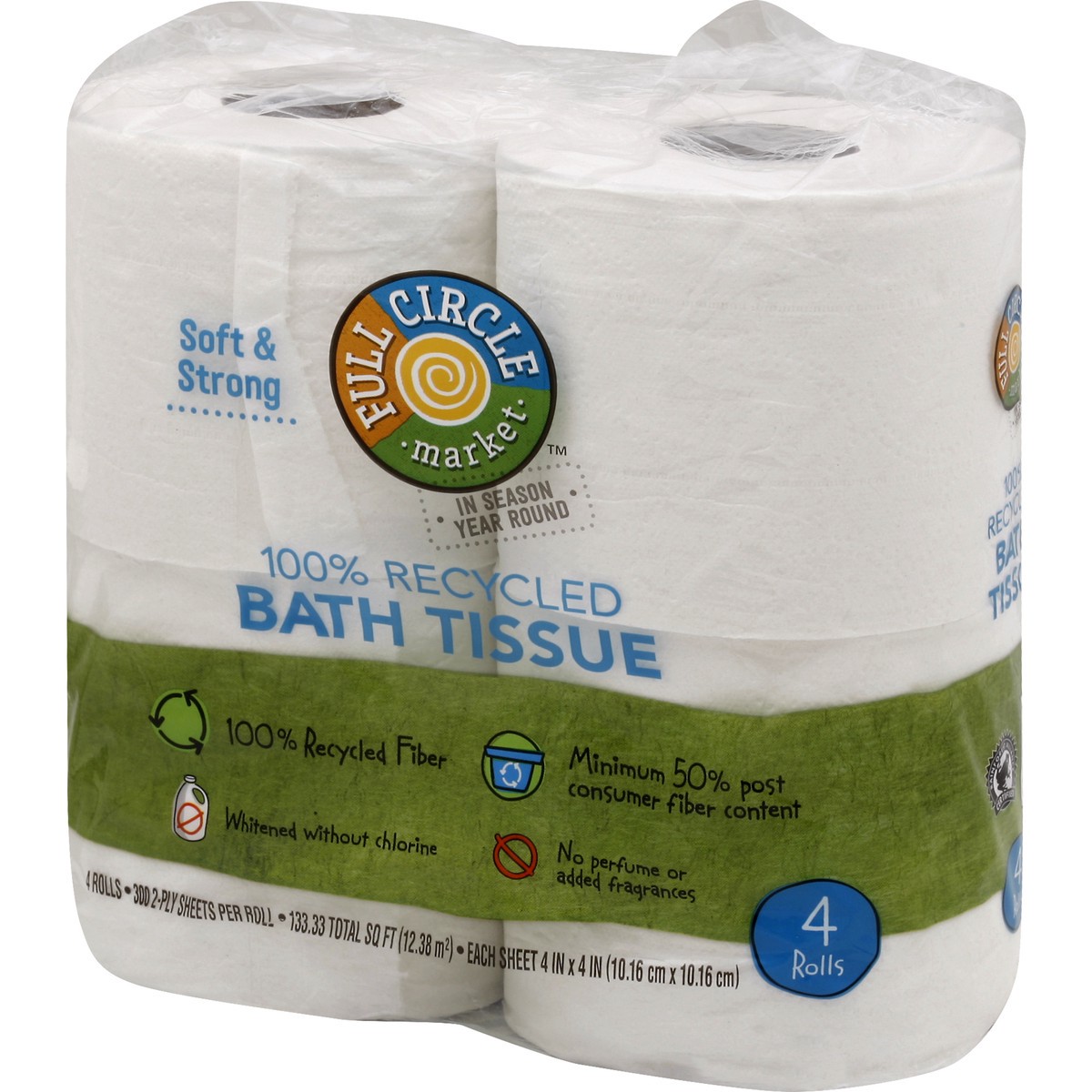 slide 8 of 8, Full Circle Market 2-Ply Bath Tissue, 4 ct