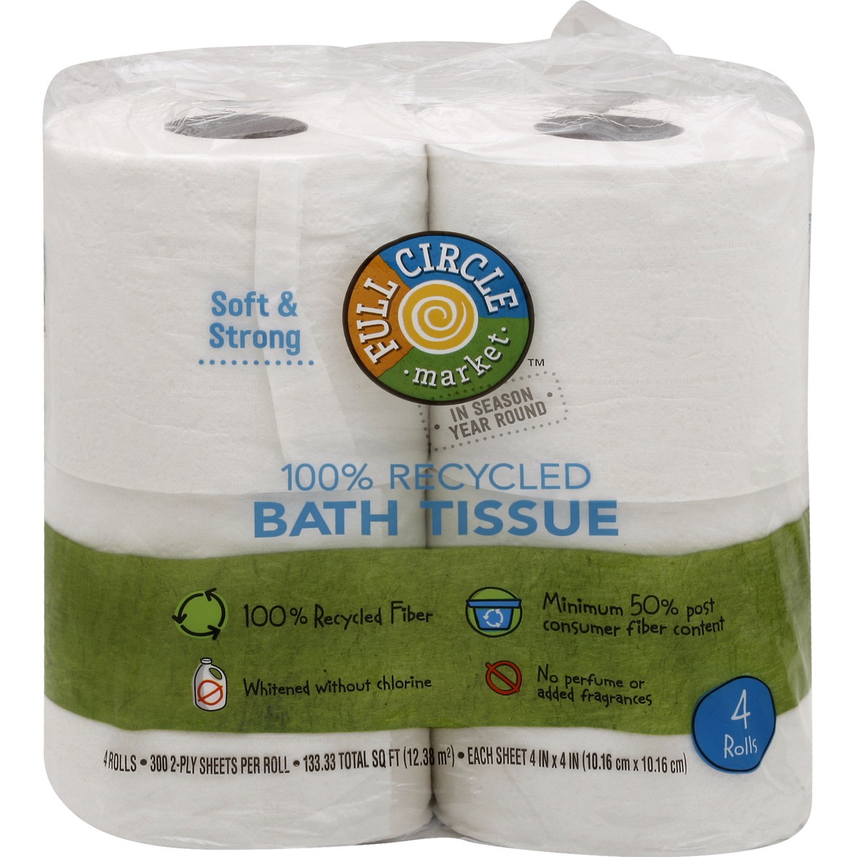 slide 1 of 8, Full Circle Market 2-Ply Bath Tissue, 4 ct