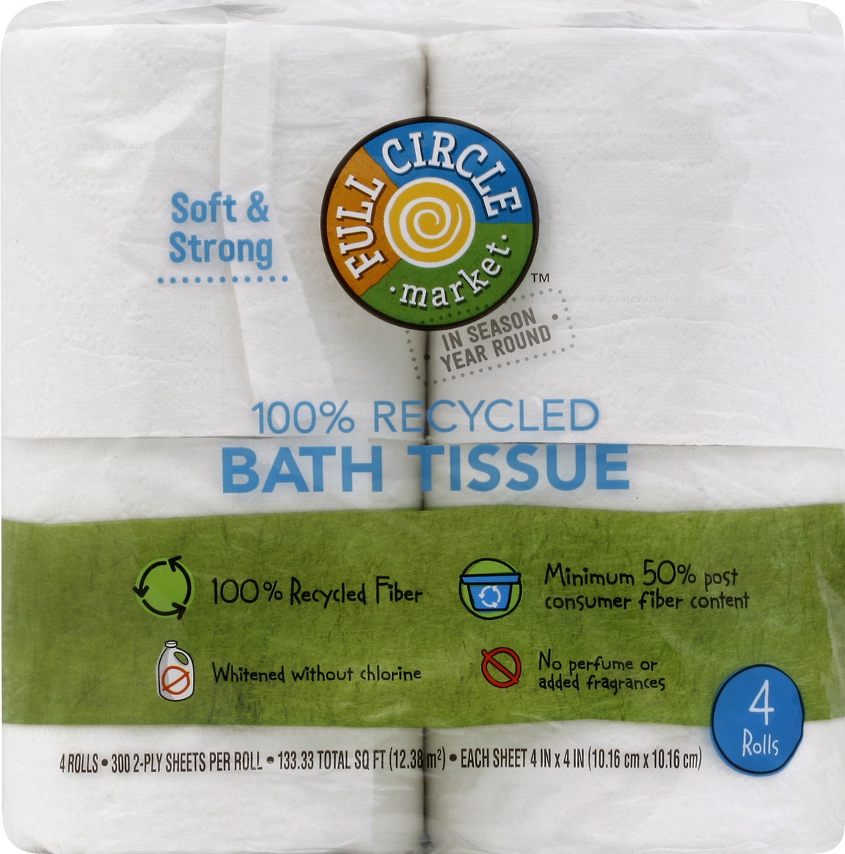 slide 6 of 8, Full Circle Market 2-Ply Bath Tissue, 4 ct