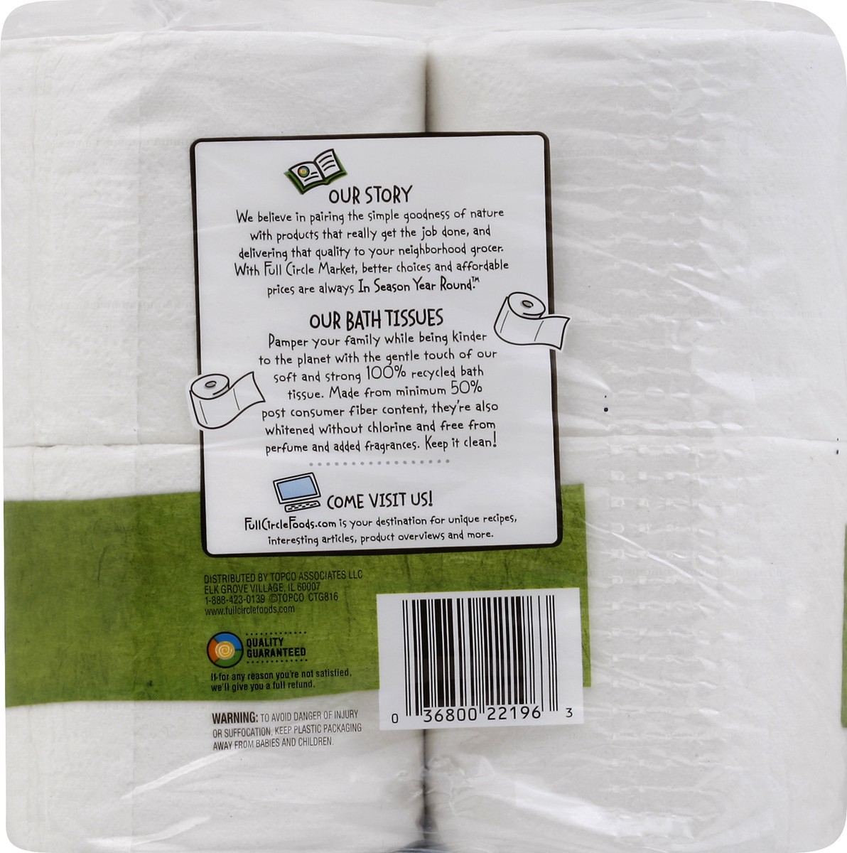 slide 3 of 8, Full Circle Market 2-Ply Bath Tissue, 4 ct