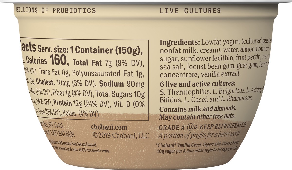 slide 6 of 6, Chobani Vanilla Greek Yogurt with Almond Butter, 5.3 oz