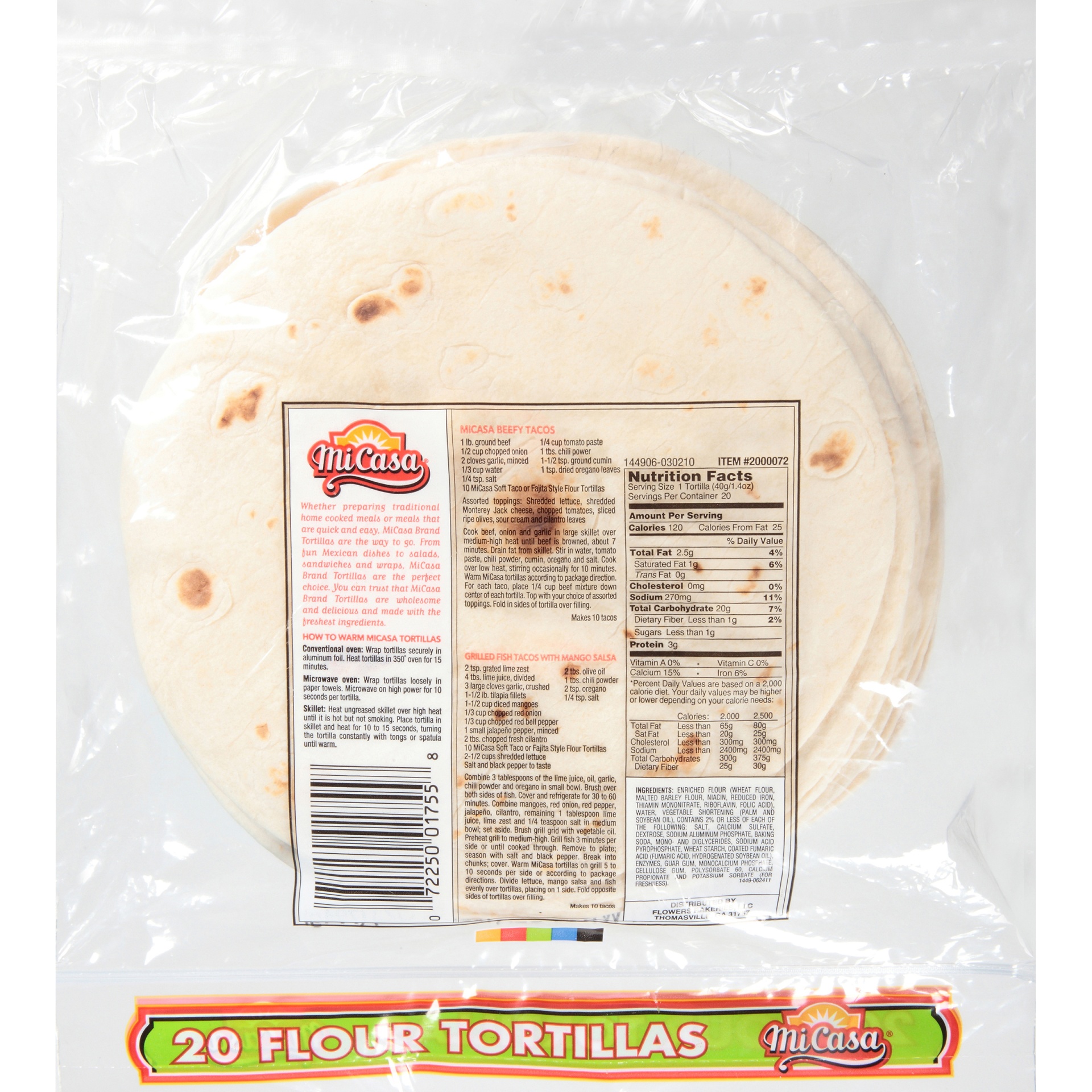 slide 4 of 6, MiCasa Fajita Style Flour Tortillas, 20 ct