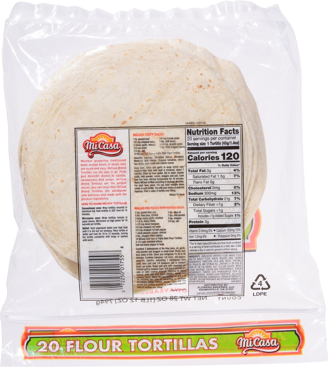 slide 9 of 9, MiCasa Flour Fajita Style Tortillas 20 ea, 20 ct