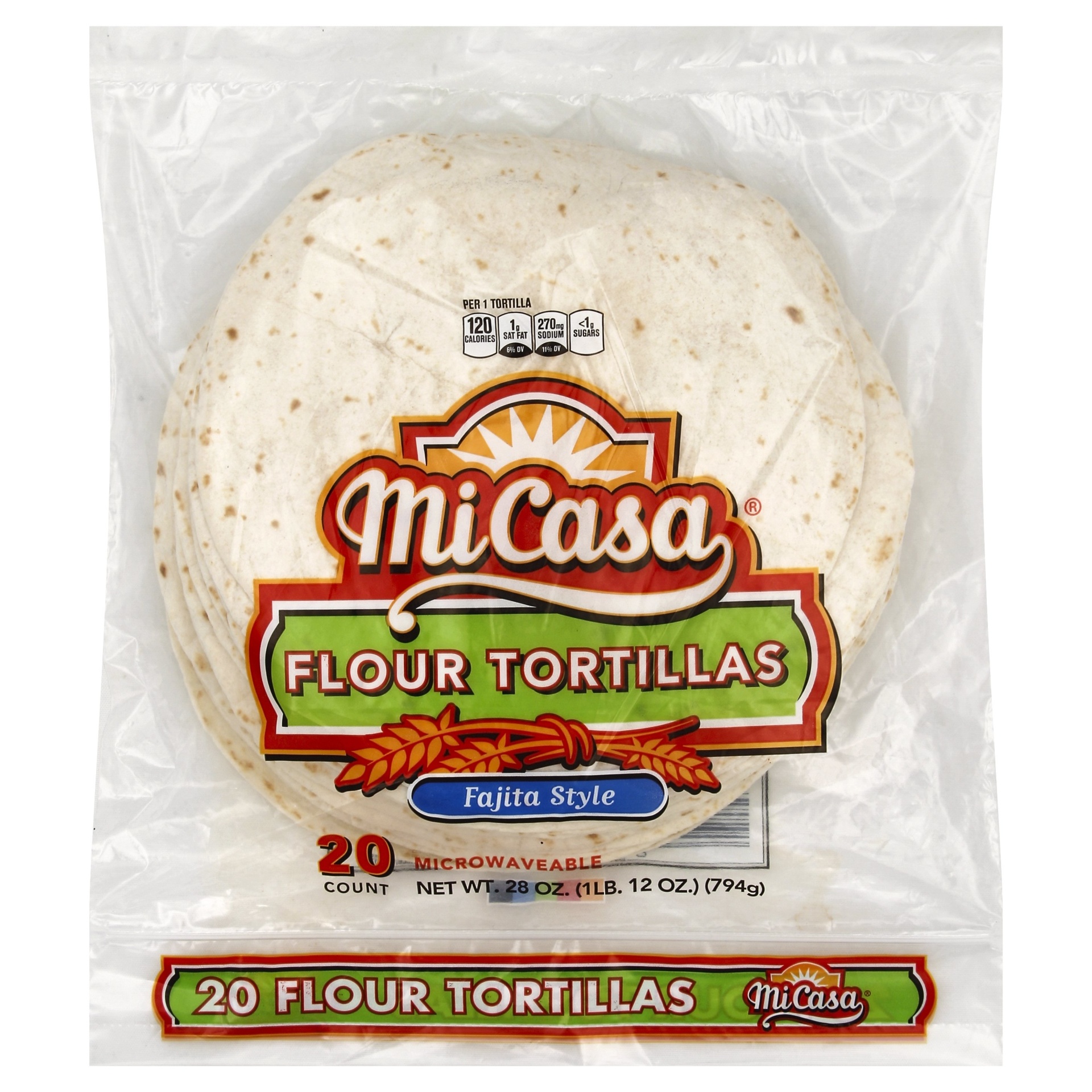 slide 1 of 6, MiCasa Fajita Style Flour Tortillas, 20 ct