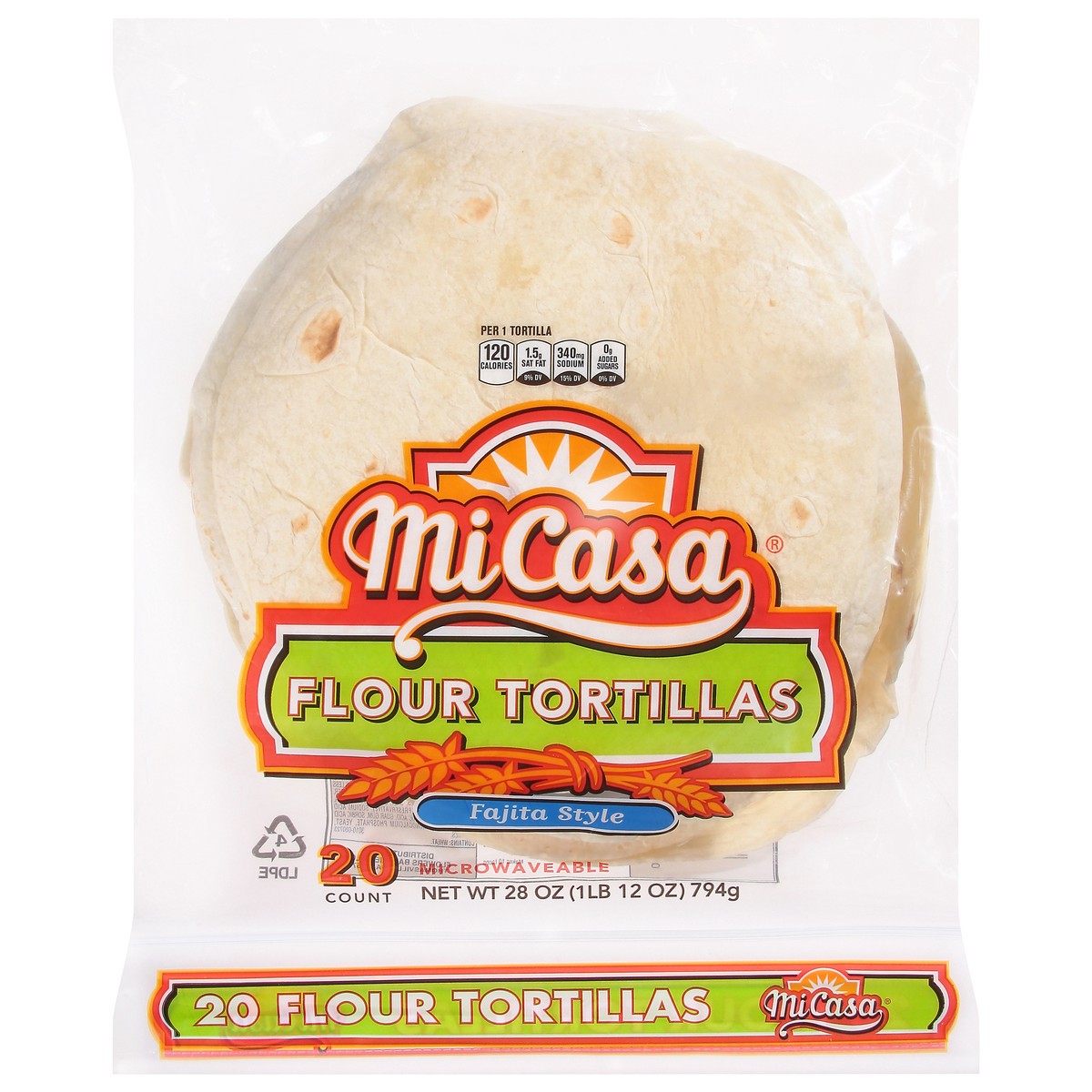 slide 1 of 9, MiCasa Flour Fajita Style Tortillas 20 ea, 20 ct