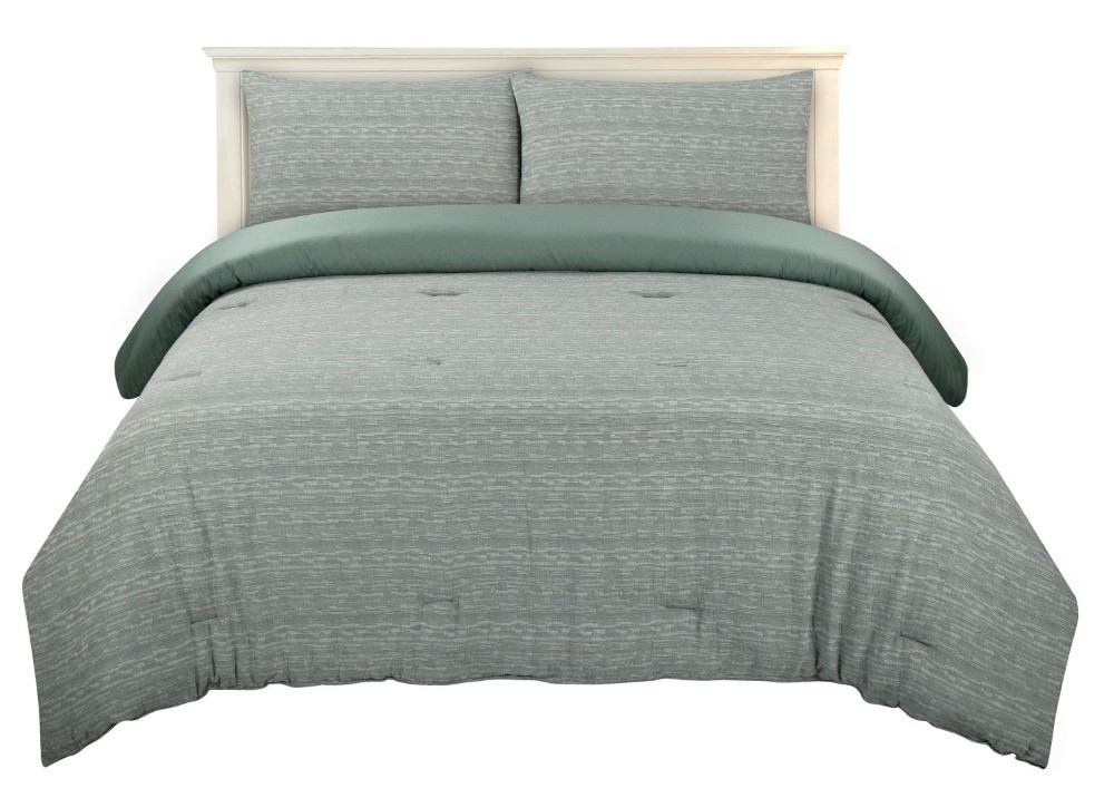 slide 1 of 2, Modavari Home Fashions 3 Piece Comforter Set Green, Full/Queen Size