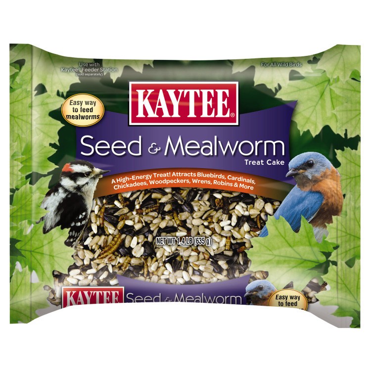 slide 1 of 7, Kaytee Wild Bird Seed & Mealworm Treat Cake, 1.4 lb, 1 ct