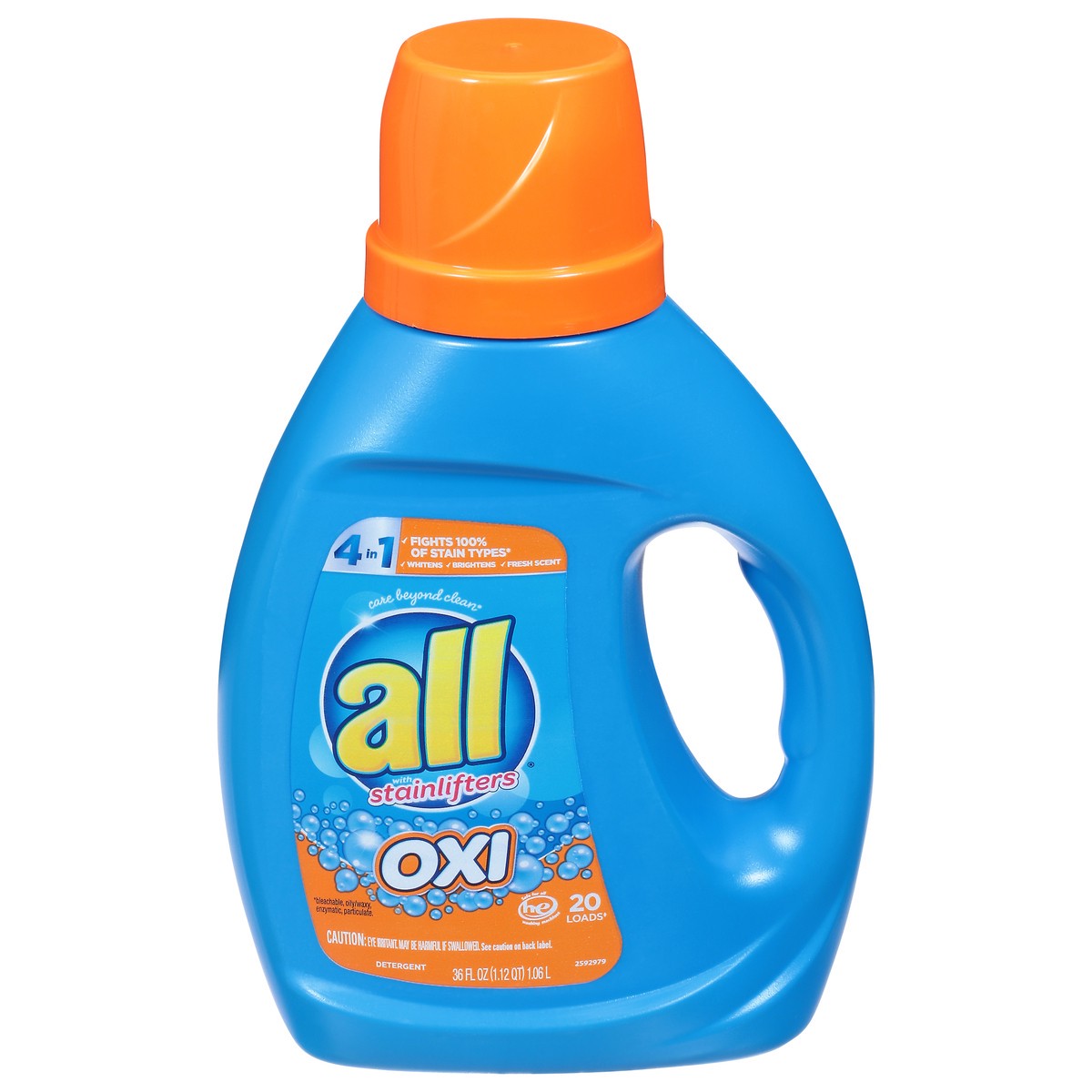 slide 1 of 3, All Stainlifters Laundry Detergent Liquid with OXI Stain Removers and Whiteners, 36 Ounces, 20 Loads, 36 fl oz
