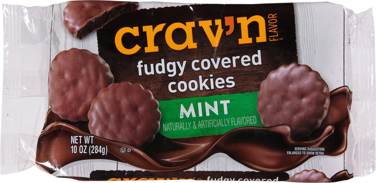 slide 3 of 9, Crav'n Flavor Fudgy Covered Mint Cookies 10 oz, 10 oz