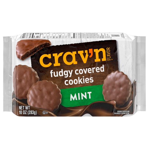 slide 1 of 9, Crav'n Flavor Fudgy Covered Mint Cookies 10 oz, 10 oz