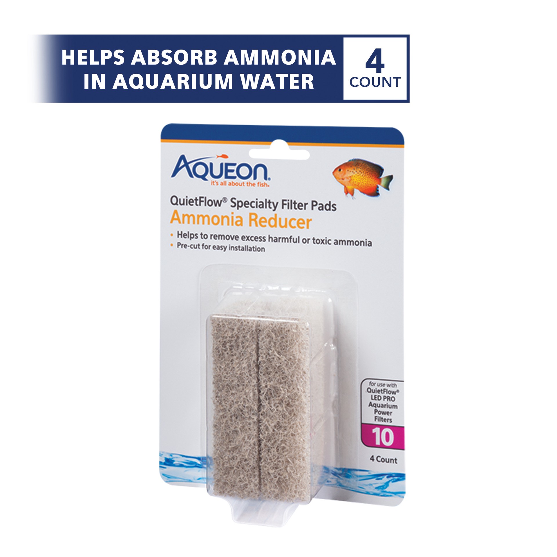 slide 8 of 9, Aqueon Replacement Specialty Filter Pads Ammonia Reducer 10, 1 ct