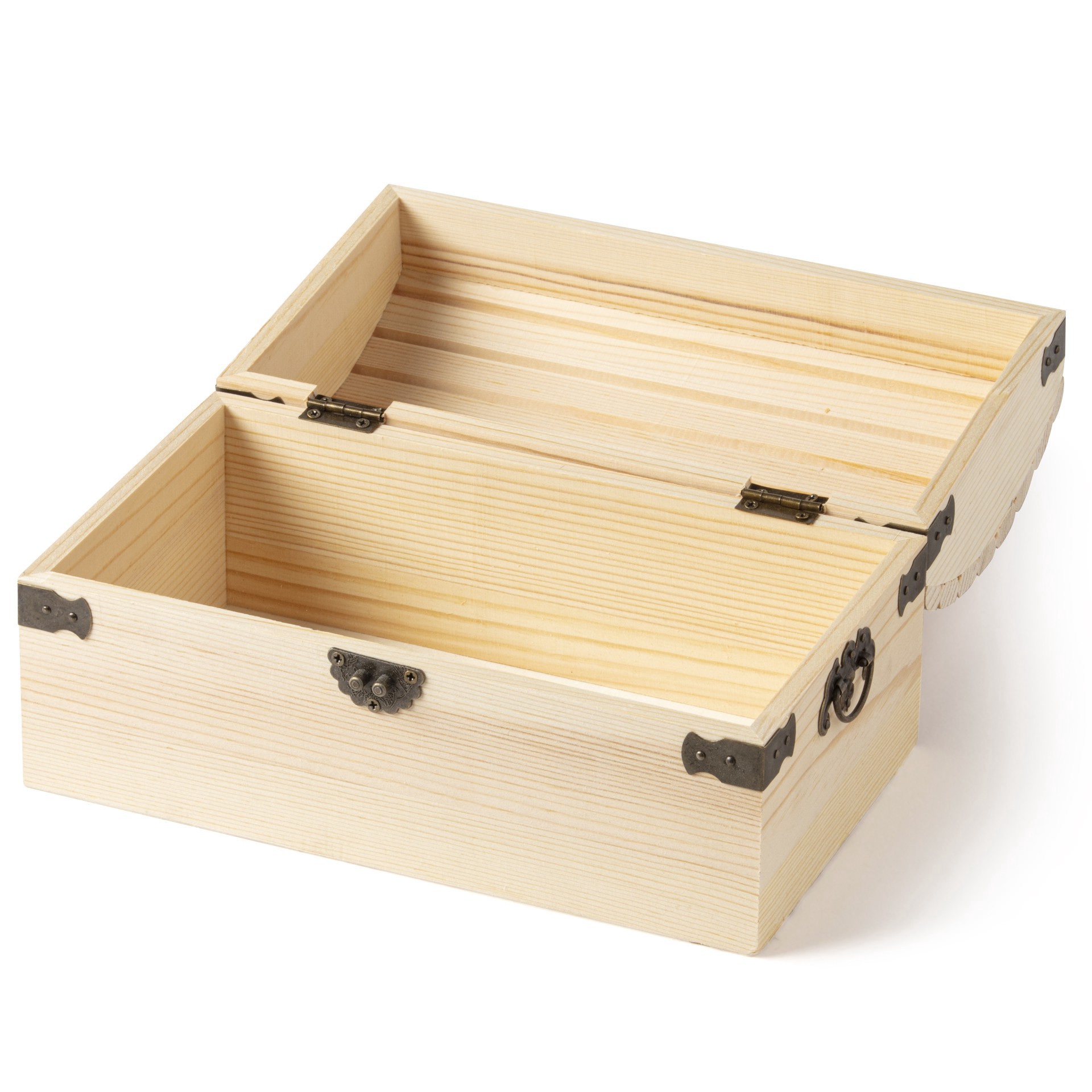 slide 2 of 4, 9" Ornate Wood Treasure Chest By Make Market, 9 in x 5.1 in x 4.7 in