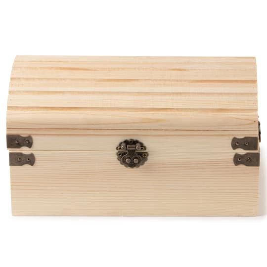 slide 1 of 4, 9" Ornate Wood Treasure Chest By Make Market, 9 in x 5.1 in x 4.7 in