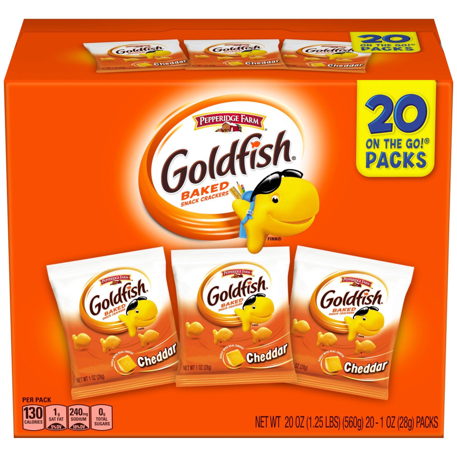 slide 1 of 5, Goldfish Cheddar Crackers Multi-Pack, 20 ct; 1 oz