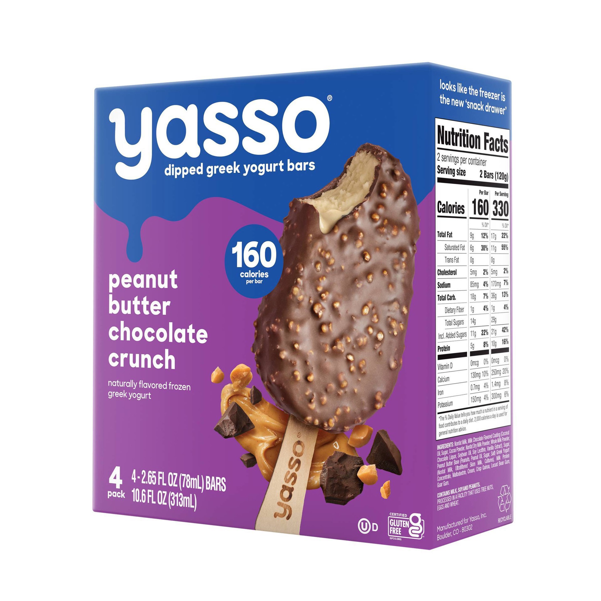 slide 4 of 17, Yasso Peanut Butter Chocolate Crunch Dipped Greek Yogurt Bars, 4 ct; 2.65 fl oz