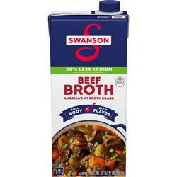 Swanson 50% Less Sodium Beef Broth, 32 oz Carton