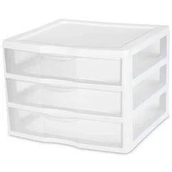 Sterilite Clearview 3-Drawer Wide Organizer 2093 - Clear/White