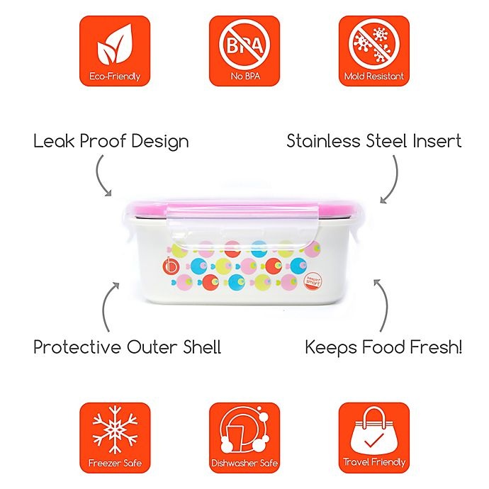 slide 9 of 9, Innobaby Double-Lined Stainless Bento Snack Box - Pink, 15 oz