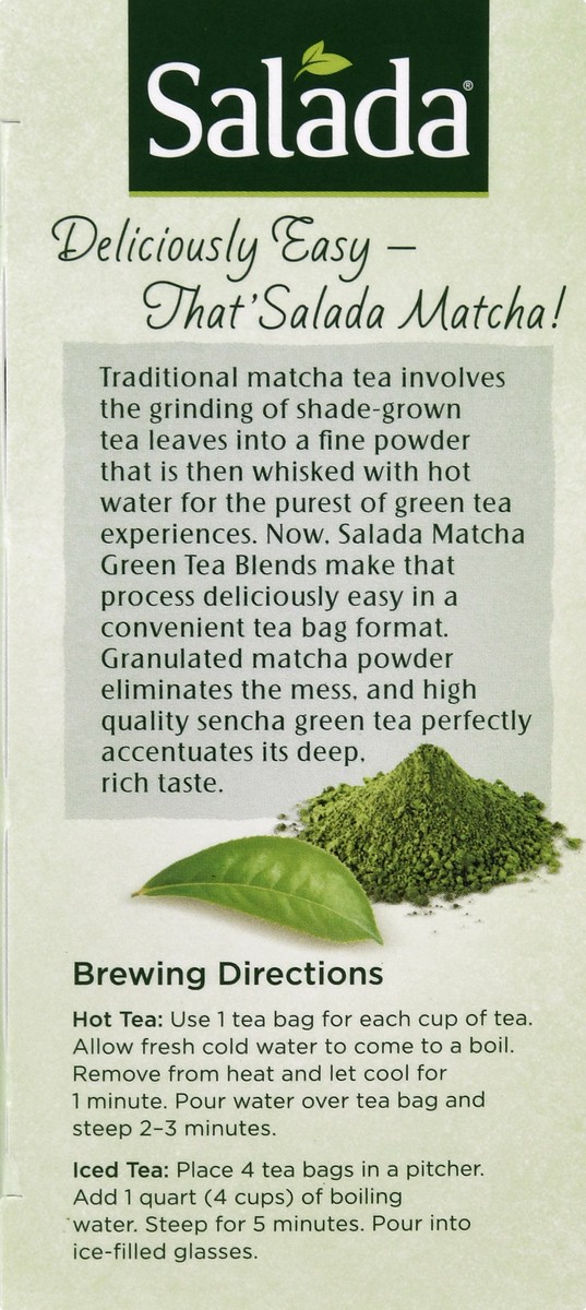 slide 13 of 13, Salada Tea Matcha Tea Bags Pure Green Green Tea Blend 20 ea, 20 ct