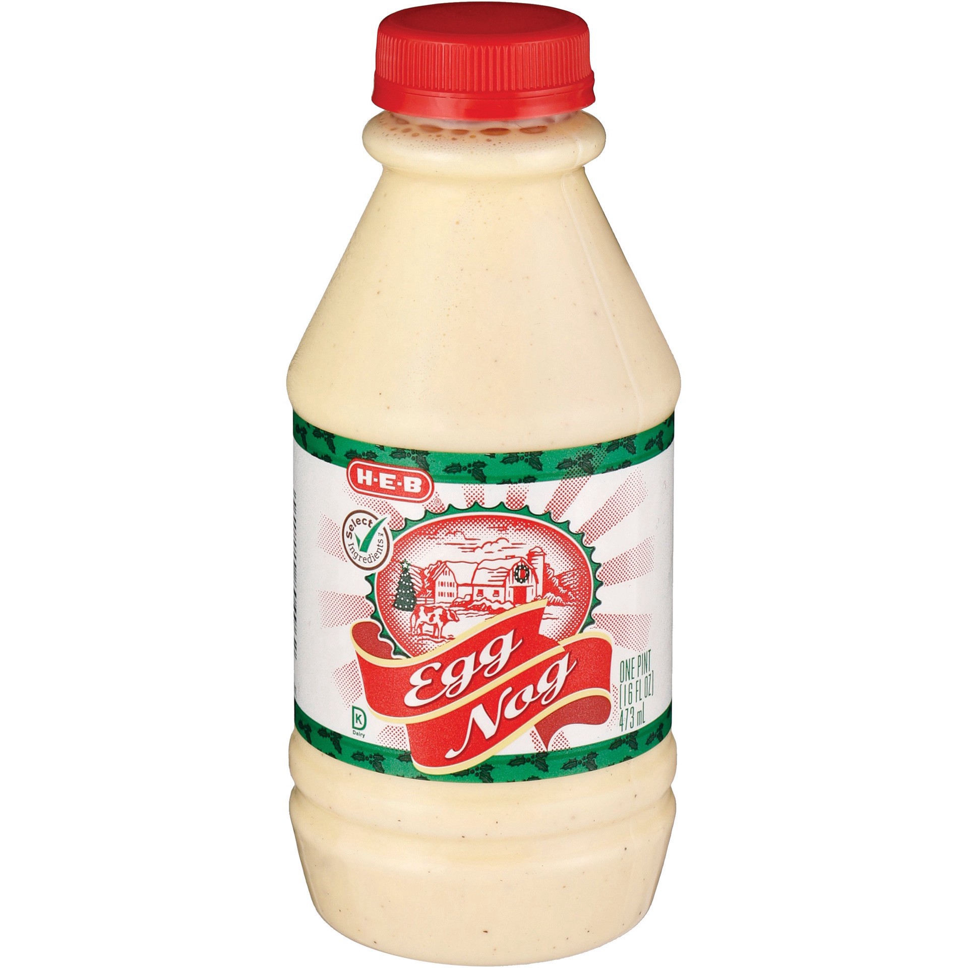 slide 1 of 1, H-E-B Regular Egg Nog, 16 oz