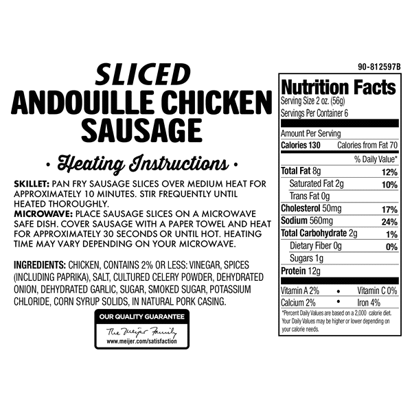 slide 4 of 5, Meijer Sliced Andouille Chicken Sausage, 12 oz