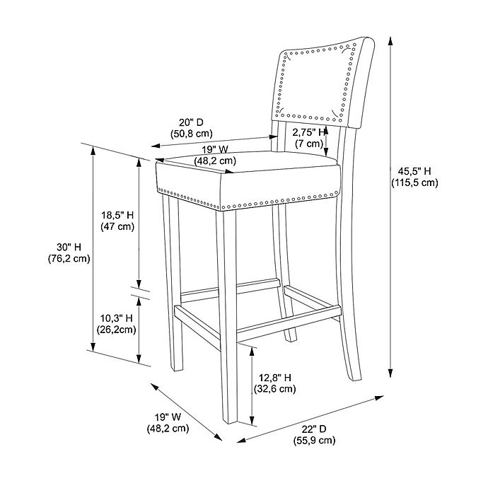 slide 5 of 5, Linon Home Blake Vinyl Upholstered Bar Stool - Dove Grey/Black, 1 ct