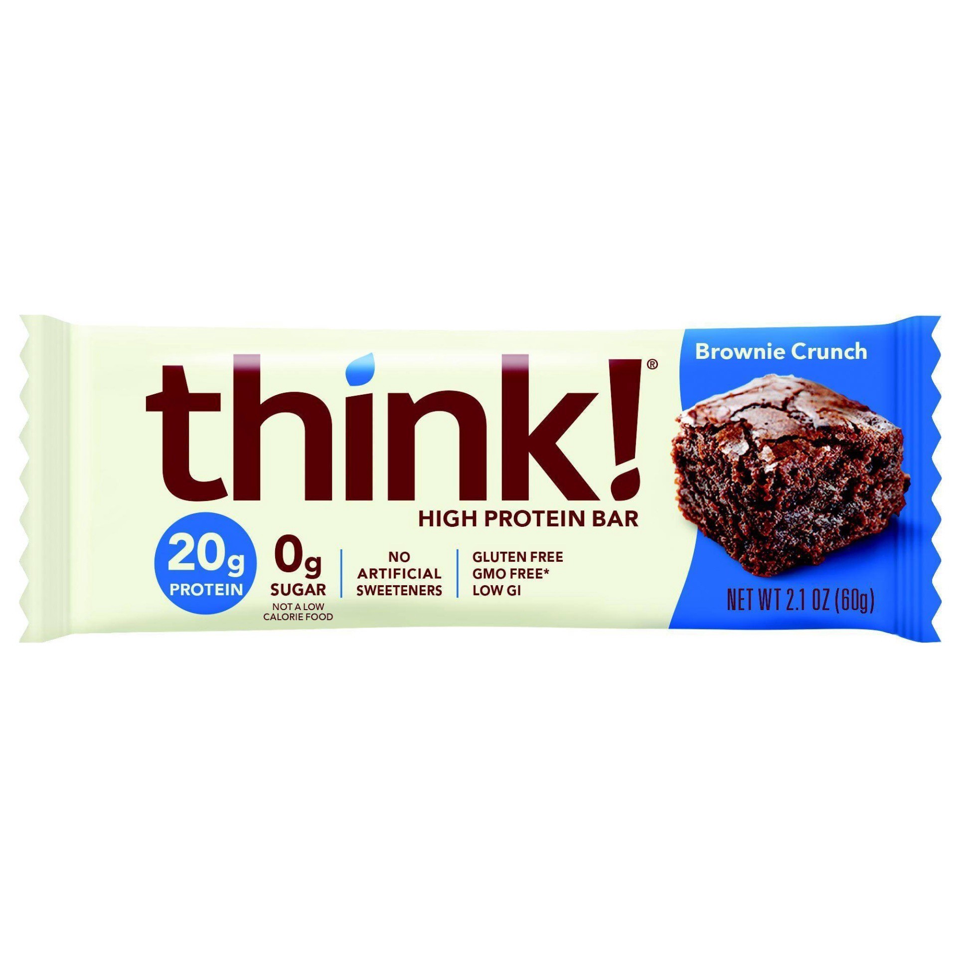slide 1 of 2, thinkThin Think! Brownie Crunch High Protein Bar, 2.1 oz