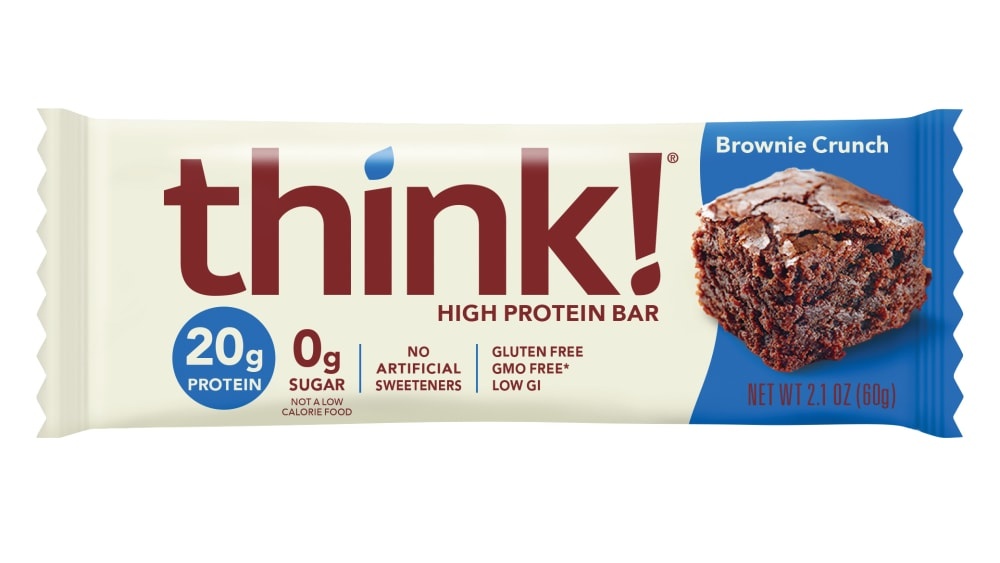 slide 1 of 2, thinkThin Brownie Crunch High Protein Bar, 2.1 oz