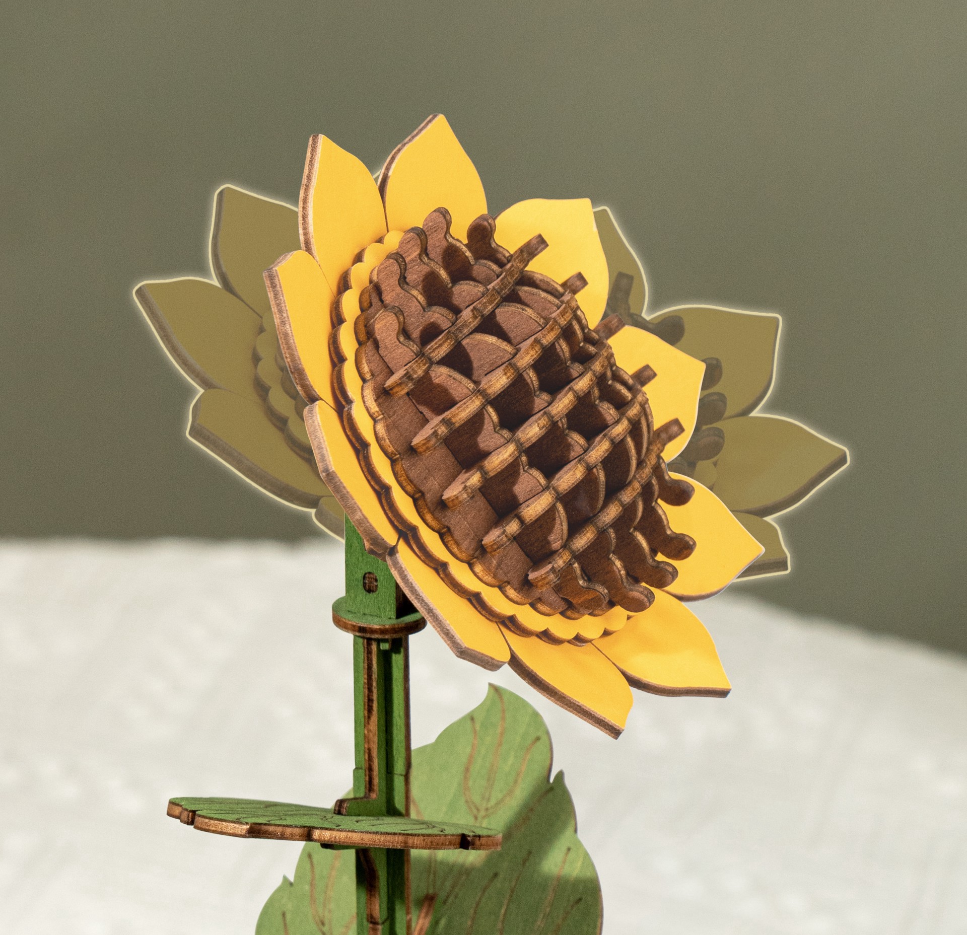 slide 2 of 5, Robotime Rowood Sunflower Wooden Bloom Craft, 3.7 in x 3.3 in x 9.1 in
