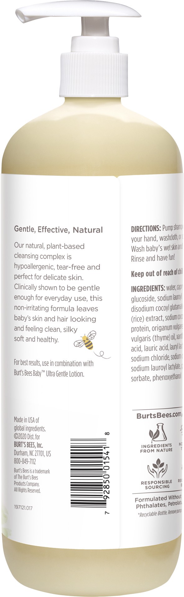 slide 2 of 5, Burt's Bees Baby™ Sensitive Shampoo and Wash, Fragrance Free, Tear Free, Pediatrician Tested, 98.9% Natural Origin, 21 Fluid Ounces, 21 fl oz