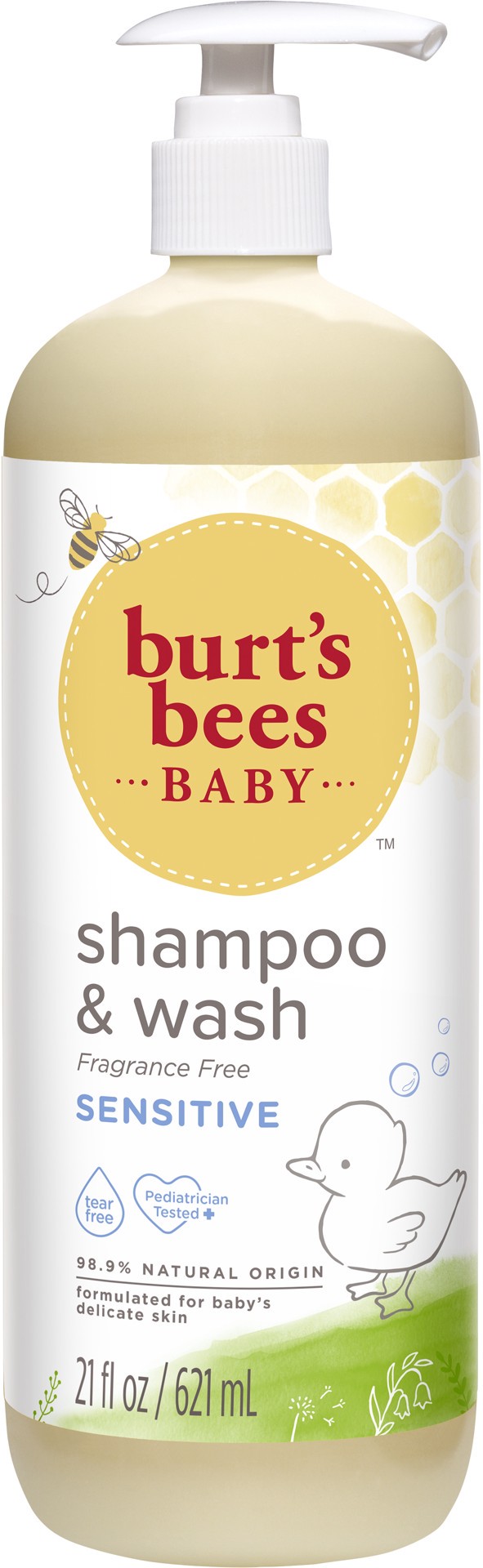 slide 1 of 5, Burt's Bees Baby™ Sensitive Shampoo and Wash, Fragrance Free, Tear Free, Pediatrician Tested, 98.9% Natural Origin, 21 Fluid Ounces, 21 fl oz