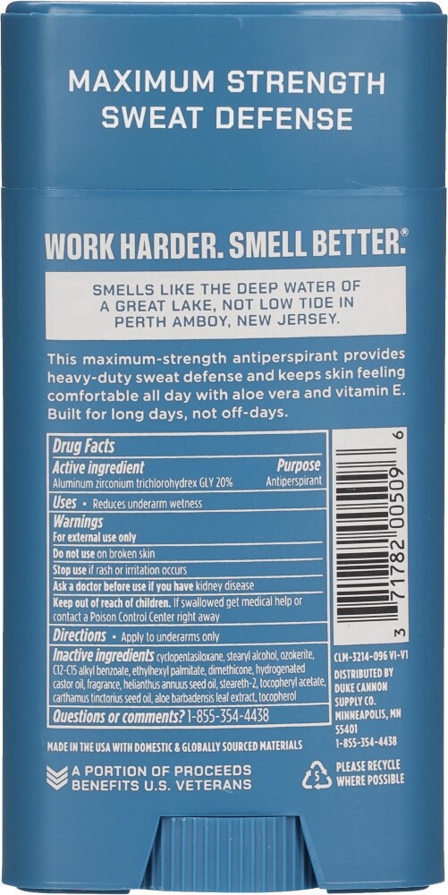 slide 2 of 2, Duke Cannon Trench Warfare Superior/Fresh Water + Citrus Antiperspirant + Deodorant 3 oz, 3 oz