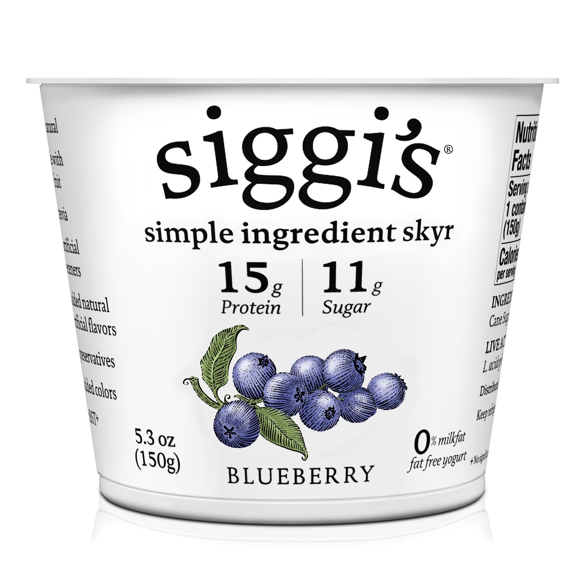 slide 1 of 3, Siggi's Icelandic Skyr Nonfat Yogurt, Blueberry, 5.3 oz