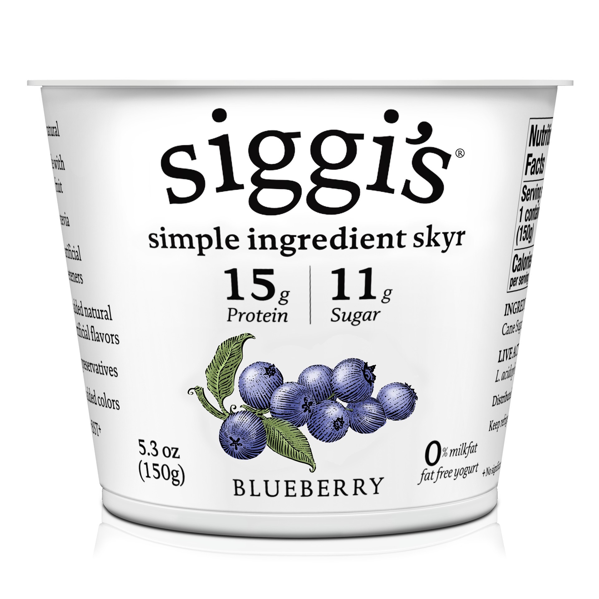 slide 1 of 3, siggi's Icelandic Skyr Nonfat Yogurt, Blueberry, 5.3 oz., 5.3 oz