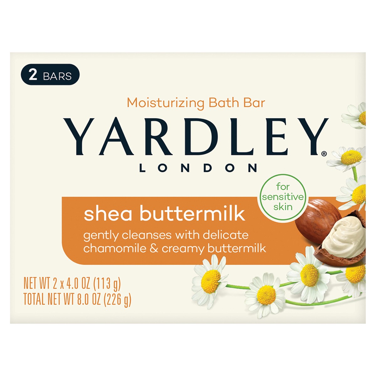 slide 1 of 9, Yardley London Naturally Moisturizing Bath Bar, Sensitive Skin, Shea Buttermilk, 2 ct; 4.25 oz