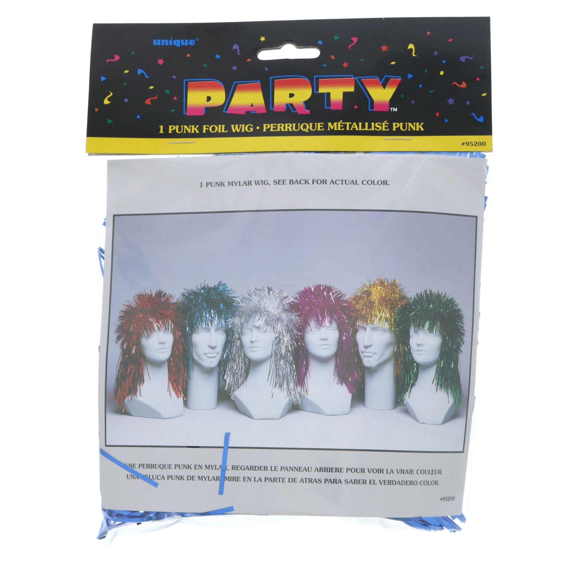 slide 1 of 1, Unique Industries Punk Foil Wig, Assorted Colors, 1 ct