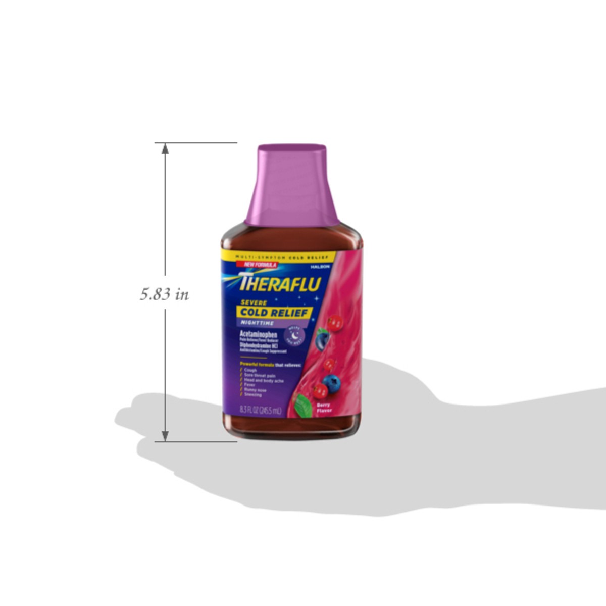 slide 12 of 16, Theraflu ExpressMax Severe Cold and Cough Syrup, Nighttime Cold Medicine, Berry Flavor - 8.3 Oz, 8.3 fl oz