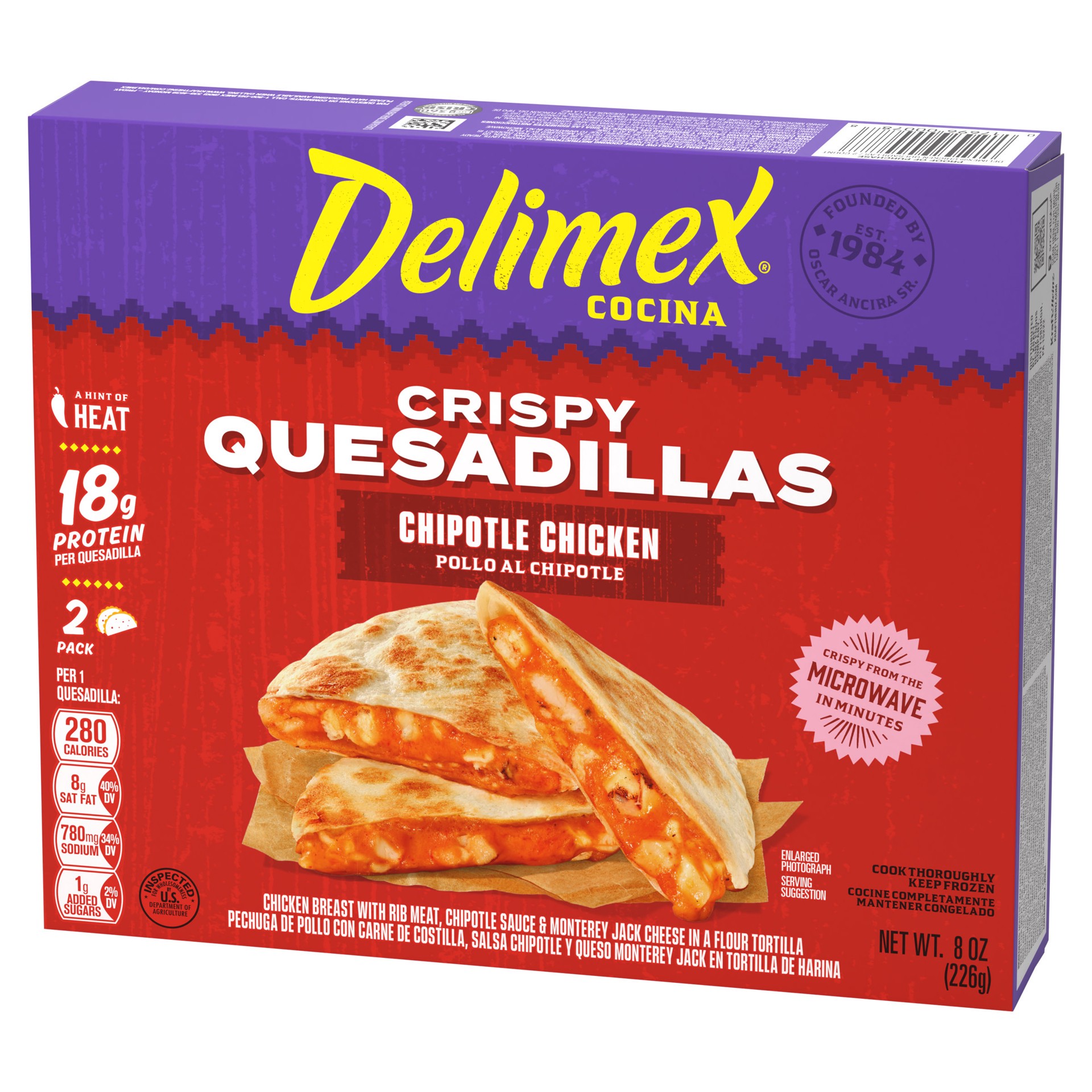 slide 5 of 5, Delimex Chipotle Chicken Crispy Quesadillas, 8 oz box, 8 oz