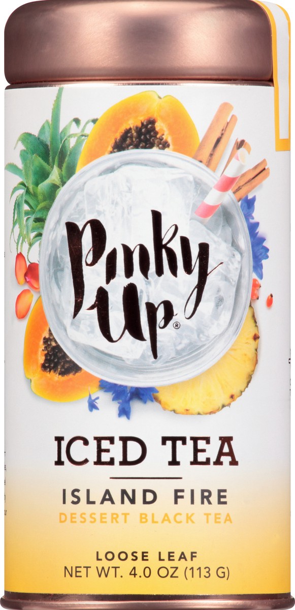 slide 3 of 12, Pinky Up Island Fire Loose Leaf Iced Tea | Black Tea Blend With Fruit, 40-60 mg Caffeine, Naturally Low Calorie | 4.0 Ounce Tin, 25 Servings, 1 cnt