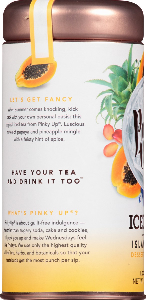 slide 12 of 12, Pinky Up Island Fire Loose Leaf Iced Tea | Black Tea Blend With Fruit, 40-60 mg Caffeine, Naturally Low Calorie | 4.0 Ounce Tin, 25 Servings, 1 cnt