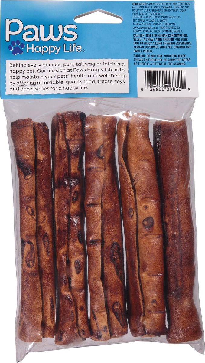 slide 4 of 13, Paws Happy Life 5 Pack 5 Inch for Dogs Beef Flavor Beefhide Chip Rolls 2.1 oz, 2.1 oz